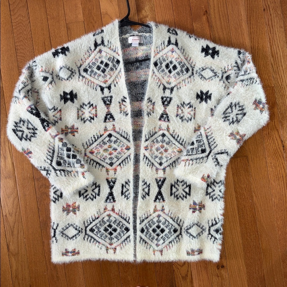 Kamana Boho Kimono Cardigan Aztec Print Large
